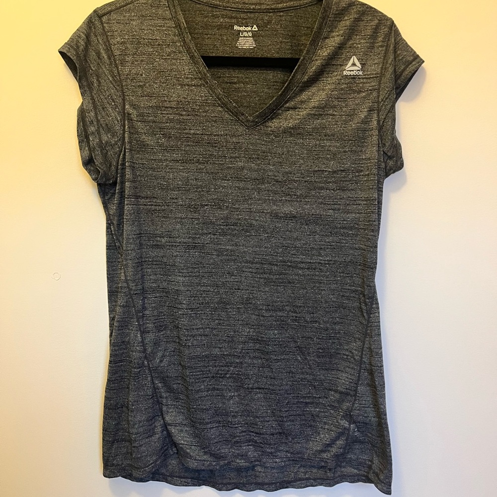 Reebok Women's Heathered Gray V-Neck Tee